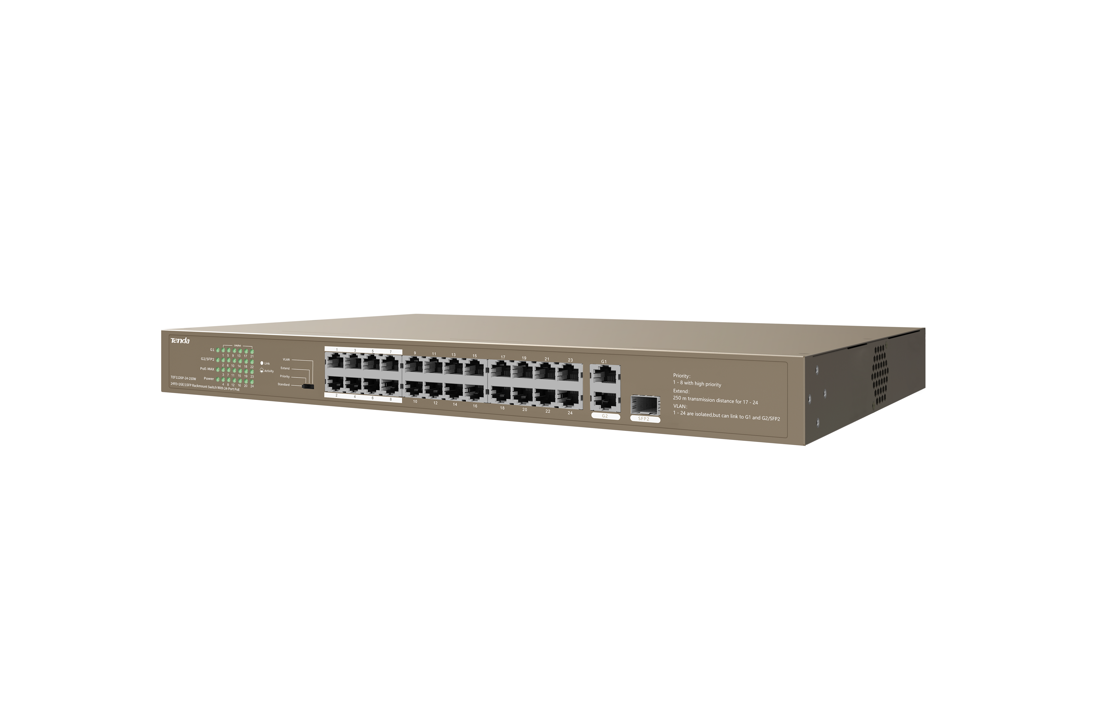 TENDA%20TEF1126P-24-250W%2024PORT%2010/100%20YÖNETİLEMEZ%20POE%20SWITCH