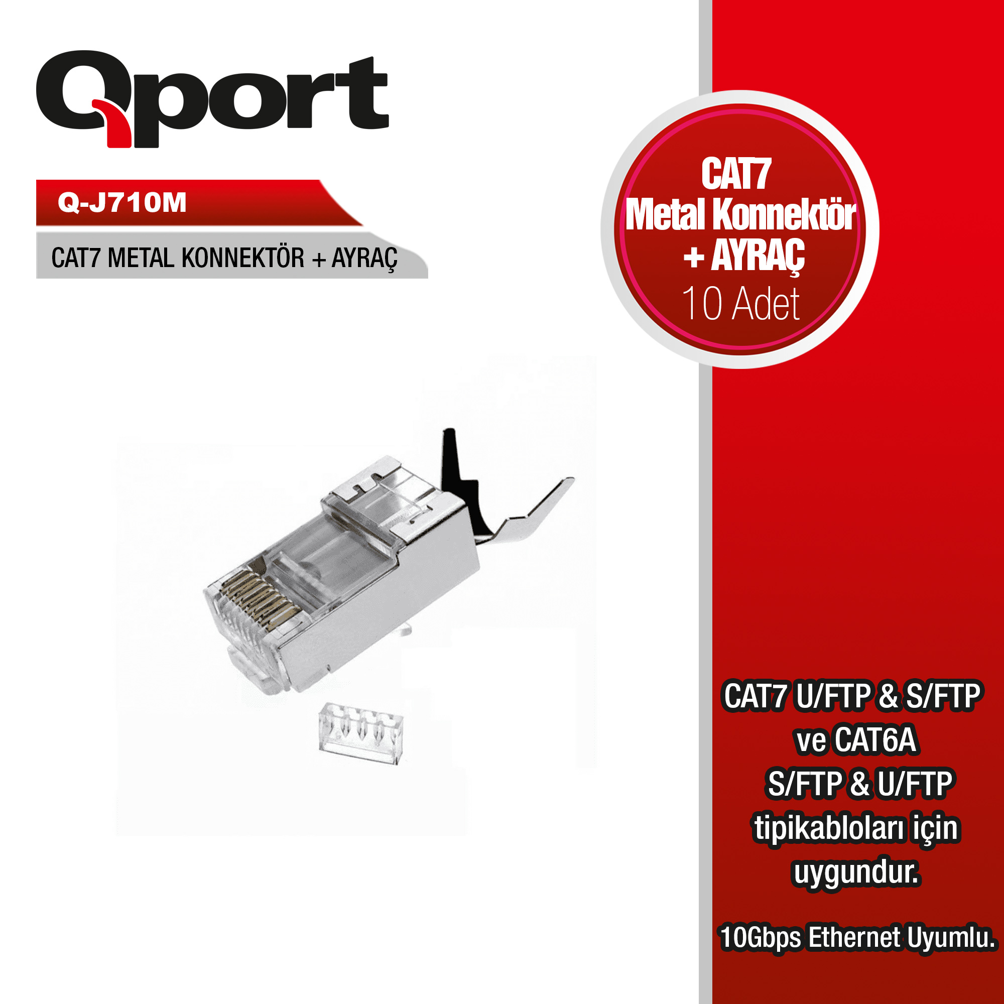 QPORT%20Q-J710M%20%20CAT7%20KONNEKTÖR%20VE%20AYRAÇ%2010%20ADET