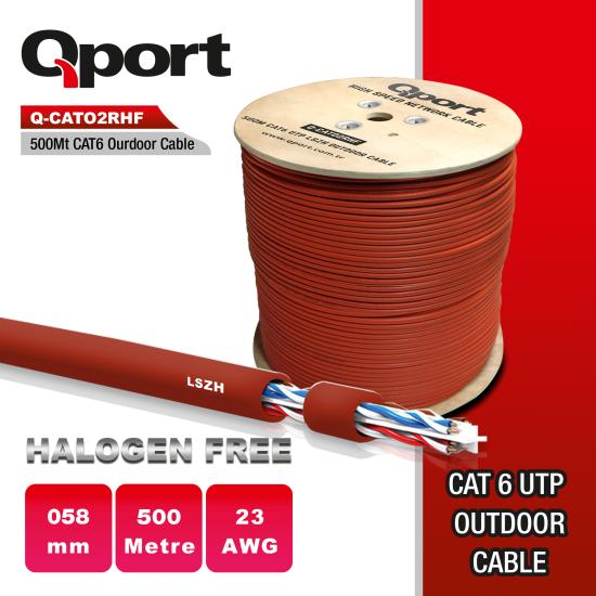 QPORT Q-CATO2RHF LSZH 500 METRE 23AWG MAKARALI HALOGEN FREE KABLO