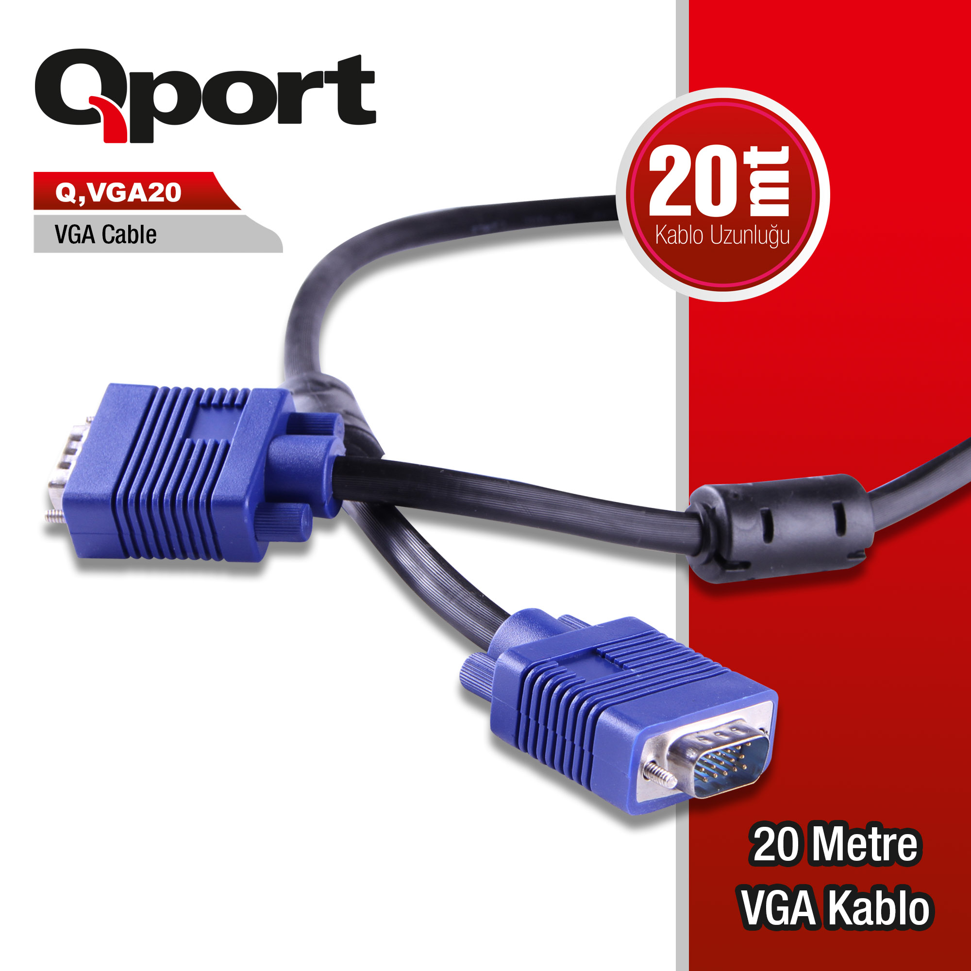 QPORT%20Q-VGA20%2015%20PİN%20VGA%20KABLO%2020%20MT